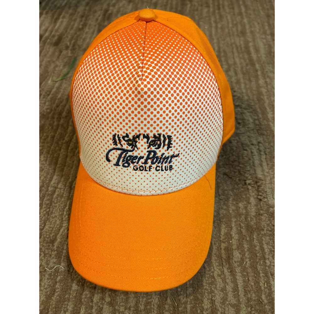 Pukka Tiger Point Golf Club Hat Orange White‎ Mesh Back Adjustable